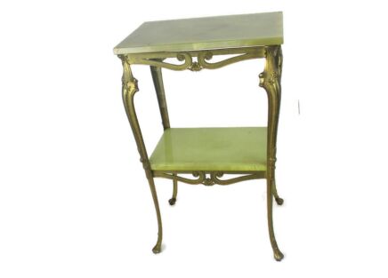 Hallway Console Side table Hollywood regency Ornate brass Marble Two tier WOW