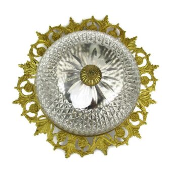 XL Gorgeous French Ceiling Lamp Fixture Ornate Brass Bubbled Glass 2 Lights WOW