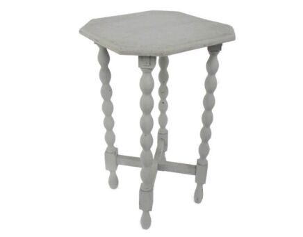 Wood Side Occasional Wine Coffee Table Pedestal Plant Stand Edwardian Barn Country Style Bobbin Legs Painted Grey Gray