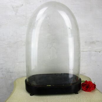L Antique Victorian Oval Hand Blown Glass Globe Dome Steampunk Clock 20" x 14"