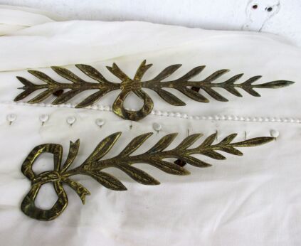2 Brass Reclaimed Antique Architectural Pediments hardware Mounts Ornate