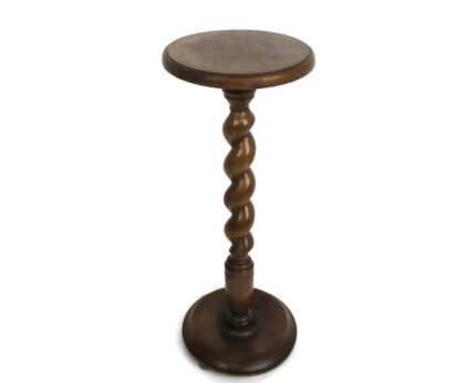 Hand Carved Wood Barley Twist Pedestal Display Side Table Plant Bonsai Flower Stand Farmhouse Country Barn style 27.16"