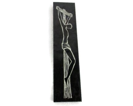 Vintage Ceramic Black Tile Wall Hanging Small Jesus Christ Crucifix Mettlach 7.8