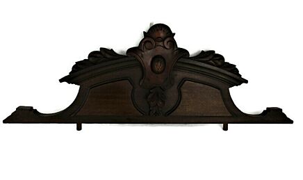 Hand Carved Wood French Pediment Ornate Over door Architectural    Gorgeous Reclaimed Shield