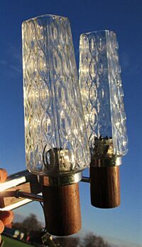 Vintage Mid Century Double Wall Sconce Clear Glass Danish Modern style