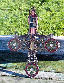 Hand made hanging Crucifix Greek Multi color Lovely