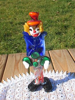 Vintage Italian Murano Art Glass Clown Labeled Funky 9.45"
