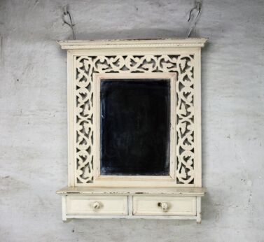 French Filigree Wood Cabinet aka Mirror Drawers Barn Style French Provincial