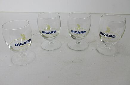 4 French Ricard Glasses in box Pastis Apero France Authentic