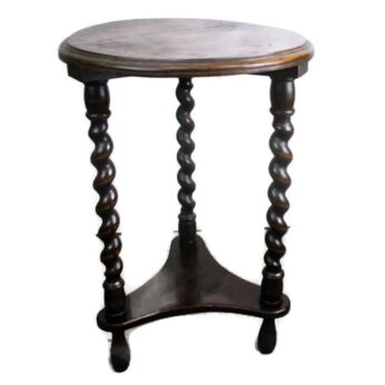 Barley Twist Hand Carved Wood Side Occasional Wine Table Pedestal Plant Stand