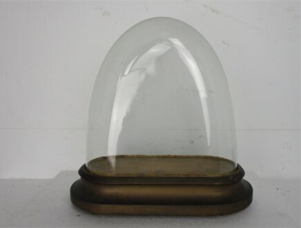 Antique Victorian Oval Hand Blown Glass Globe Dome Doll Clock 14.17" H 14.37"W
