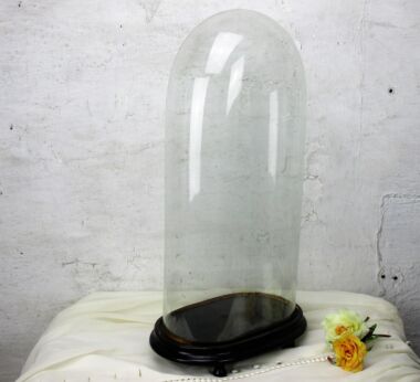 L Antique Victorian Oval Hand Blown Glass Globe Dome Doll Steampunk Clock 19.6"