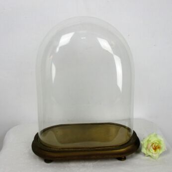 Antique Victorian Oval Hand Blown Glass Globe Dome Steampunk Clock 15.35" x 12"
