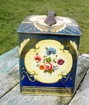 Vintage Tin Box Canister Bassett & co Ltd Manufacturing Sheffield England Flower