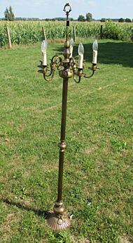 Vintage Floor Standing Lamp Brass Flemish Chandelier Style 5 lights fish Nice
