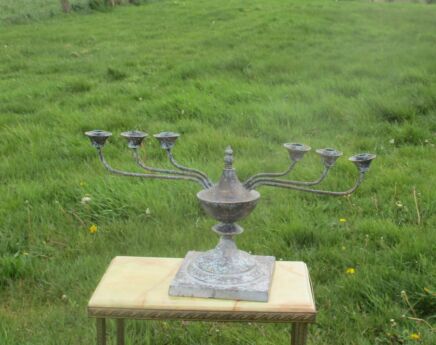 Vintage Huge Jewish Menorah Candelabra Candle Holder Brass