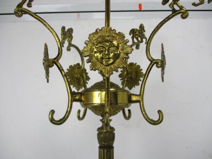 Standing Hall Tree Coat Hallway Rack Brass Hollywood regency Sunburst Horses
