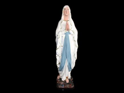 Vintage French Virgin Mary Madonna Our Lady of Lourdes Ave Maria Plaster Statue 16.92"