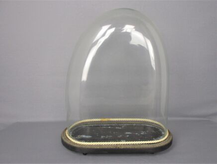 Antique Victorian Oval Hand Blown Glass Globe Dome Doll Clock 19.6" H 15.27"