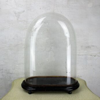 L Antique Victorian Oval Hand Blown Glass Globe Dome Steampunk Clock 19.88"