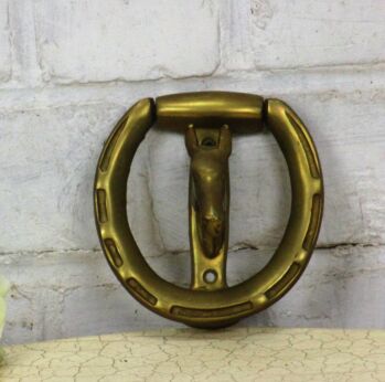 Vintage Brass Door Knocker Horseshoe Horse Architectural Reclaimed Lovely