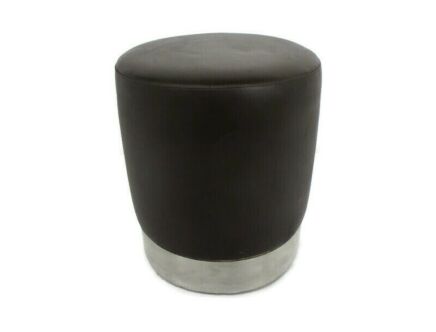 Retro Footstool Stool Pouf Ottoman Seat Vintage Funky Chrome Faux Leather Karl Springer style Funky