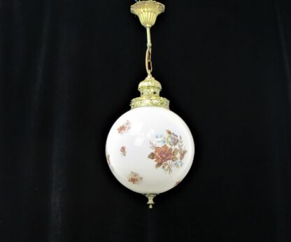 Art Deco Art Nouveau Art Glass Light Pendant Glass Ball Shade Flowers Lovely