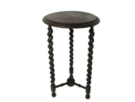 Barley Twist Wooden Side Wine Table Pedestal Plant Bonsai Stand Two Tier Barn Country Farmhouse Style 24.21"