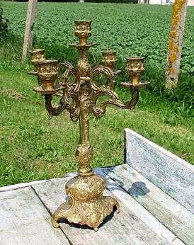 Antique Vintage Brass Ornate 5 Arm Candle Holder Candelabra brass romantic