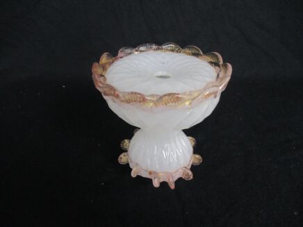 Venetian Murano Chandelier Part White Pink Upper Shade Part Glass Reclaimed