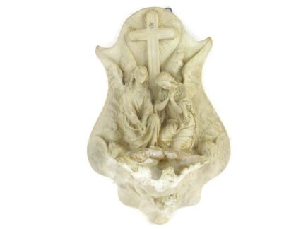 Large Antique porcelain  Meerschaum Holy Water Font Vessel Angels  Church WOW Extremely Rare