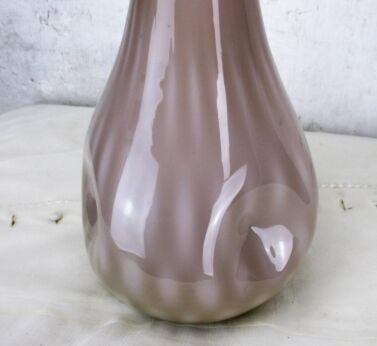 Vintage XL Cased Dented Glass Genie Bottle Vase Light Brown Extremely HTF