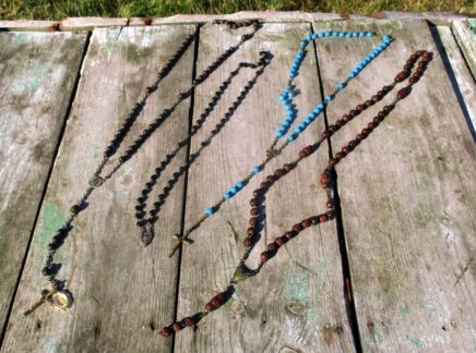Set Lot of 4 Vintage Rosary Beads Rosaries Necklaces Catholic Virgin Mary