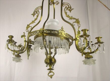 Impressive Antique Bronze Gas Castle Chandelier Dragons Gothic Ceiling Lamp 46"