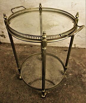 Round Cocktail Bar Cart Trolley Serving Cart Kitchen Island Hollywood Regency