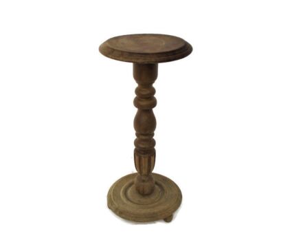Hand Carved Sand Blasted Wood Ornate Pedestal Display Side Table Plant Stand Edwardian Style Lovely Stem