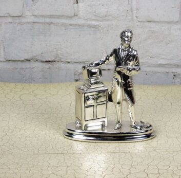 Italian Collector Repair Man Silver Plated Argenta Marcello Giorgio Sculpture