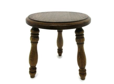 Wooden Tripod Side Display Wine Table Pedestal Plant Bonsai Stand Milking Stool Barn Country Farmhouse Style French Oak