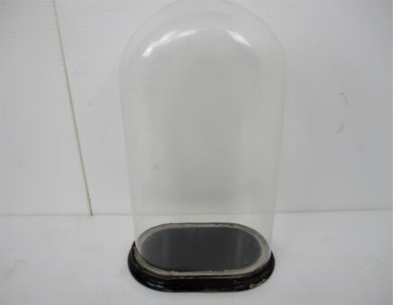 Antique Victorian Oval Hand Blown Glass Globe Dome Doll Clock 17.71" H 10.43"W