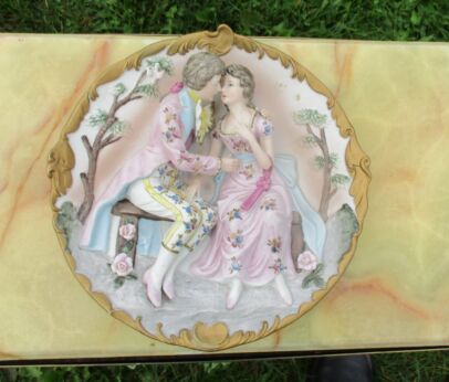 Ceramic Porcelain Capodimonte Plate Italian Wall Hanging Romantic scene Marked