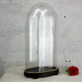 L Antique Victorian Oval Hand Blown Glass Globe Dome Display Clock 20.07"