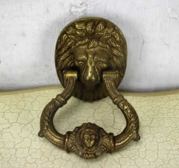 Heavy Brass Door Knocker Lions Head Ring Architectural Gorgeous Reclaimed