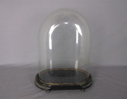 Antique Victorian Oval Hand Blown Glass Globe Dome Doll Clock 15.15 H 11.41"W