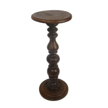 Large Hand Carved Wood Ornate Pedestal Display Side Table Plant Stand Edwardian Style 29.92"