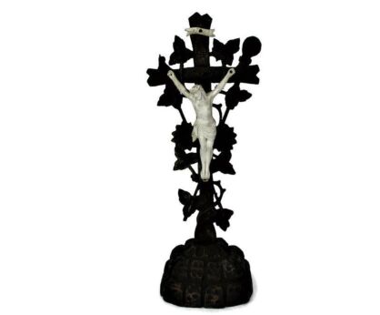 Beautiful Standing Table Crucifix Cross Porcelain d'Andenne Corpus 16.92"