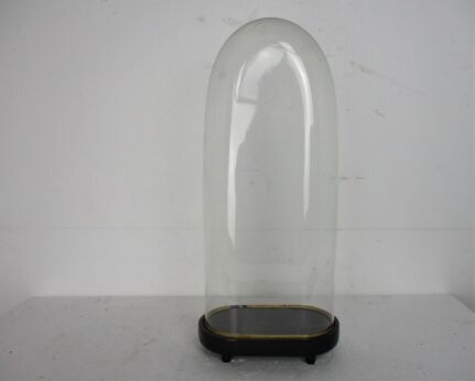 L Antique Victorian Oval Hand Blown Glass Globe Dome Clock Steampunk 20.6" x 8"