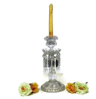 Baccarat French Candle Holder Stick Crystal Prisms Marked Vintage Exquisite