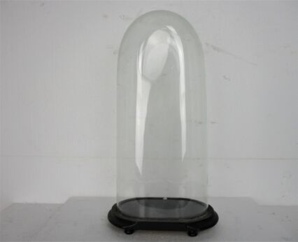 L Antique Victorian Oval Hand Blown Glass Globe Dome Clock Steampunk 20.27"