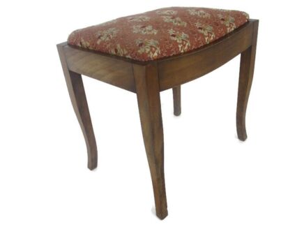 Vintage Footstool Ottoman Oak Wooden Legs Fabric Barn country style Funky Beautiful