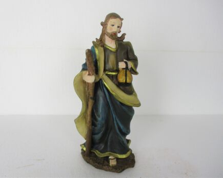 Vintage Statue Figurine Jesus Christ The Good Shepherd French Resin Religious Polychrome